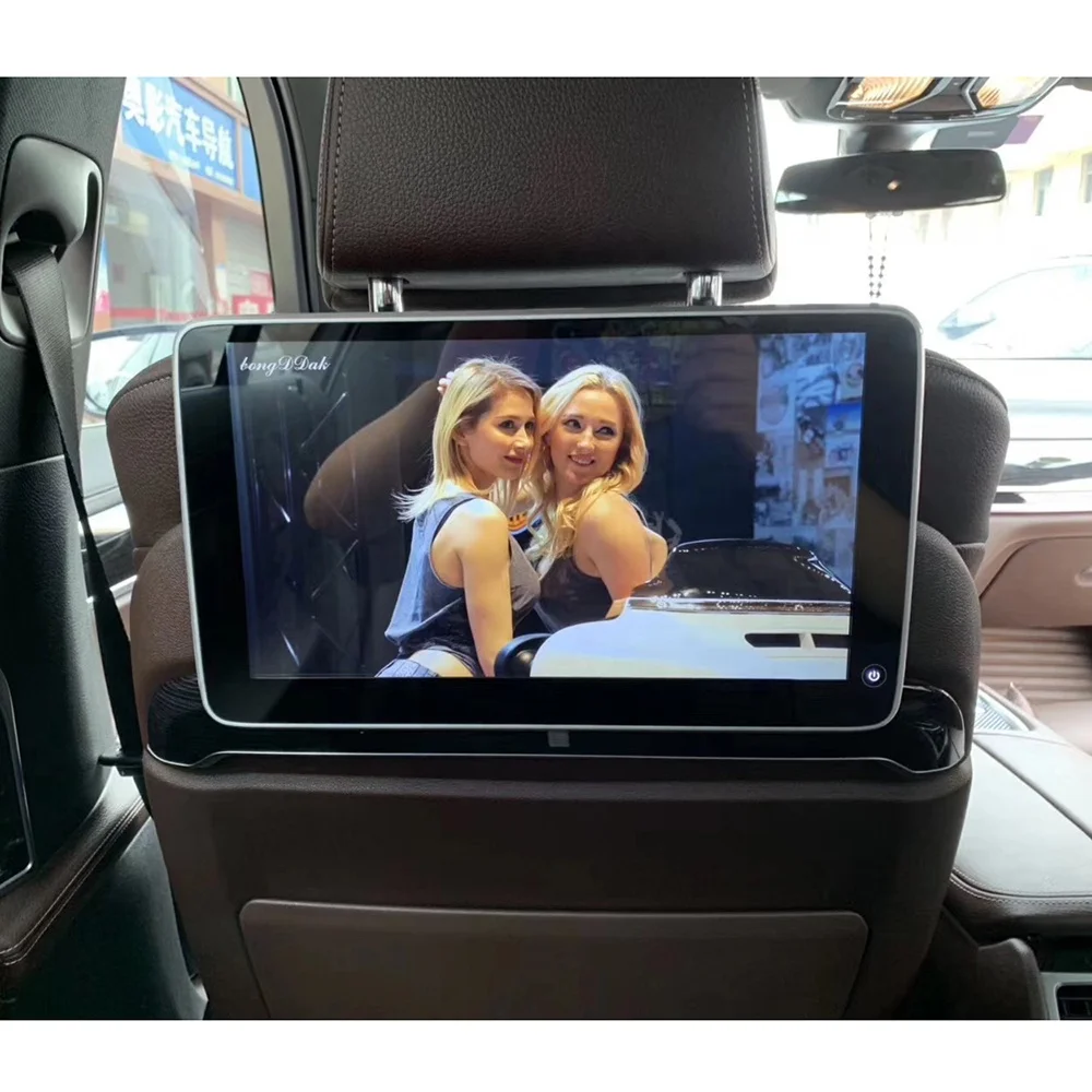 AZTON Car TV Rear Row Headrest Monitor Special For BMW Series 5 7 X5 X6 F15 F16 Android 12 Multimedia Touch Screen
