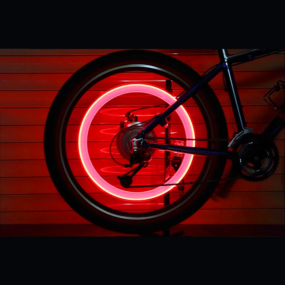 2PCS Bicycle LED Light Tire Valve Bicycle Flash Light Mountain Road Bike Cycling Tyre Wheel Lights LED Neon Lamp Cover Wheel