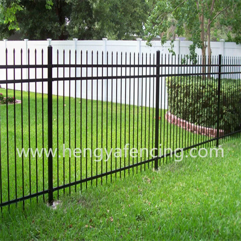 Eco Friendly Outdoor Steel Pipe Grating Security Spear Top Fence Grill Design Garden Border Fencing Steel Boundary Wall Fence