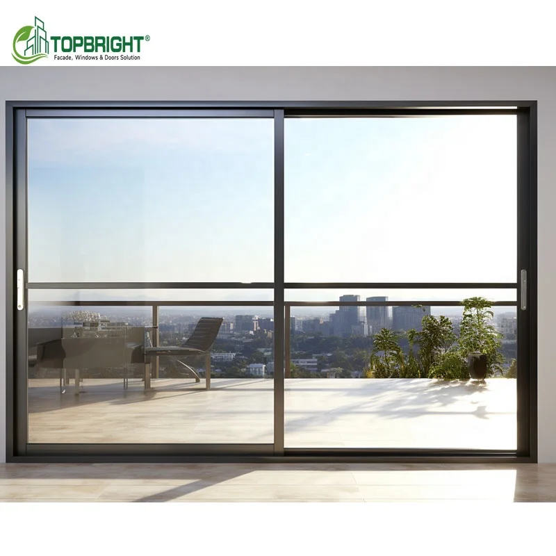 Topbright Contemporary 4 panel soft close sliding door stacking exterior sliding glass patio doors