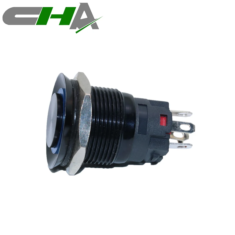 CHA factory price electrical metal knobs electronics metal dome switch CN19-L 19mm momentary latching metal push button switch