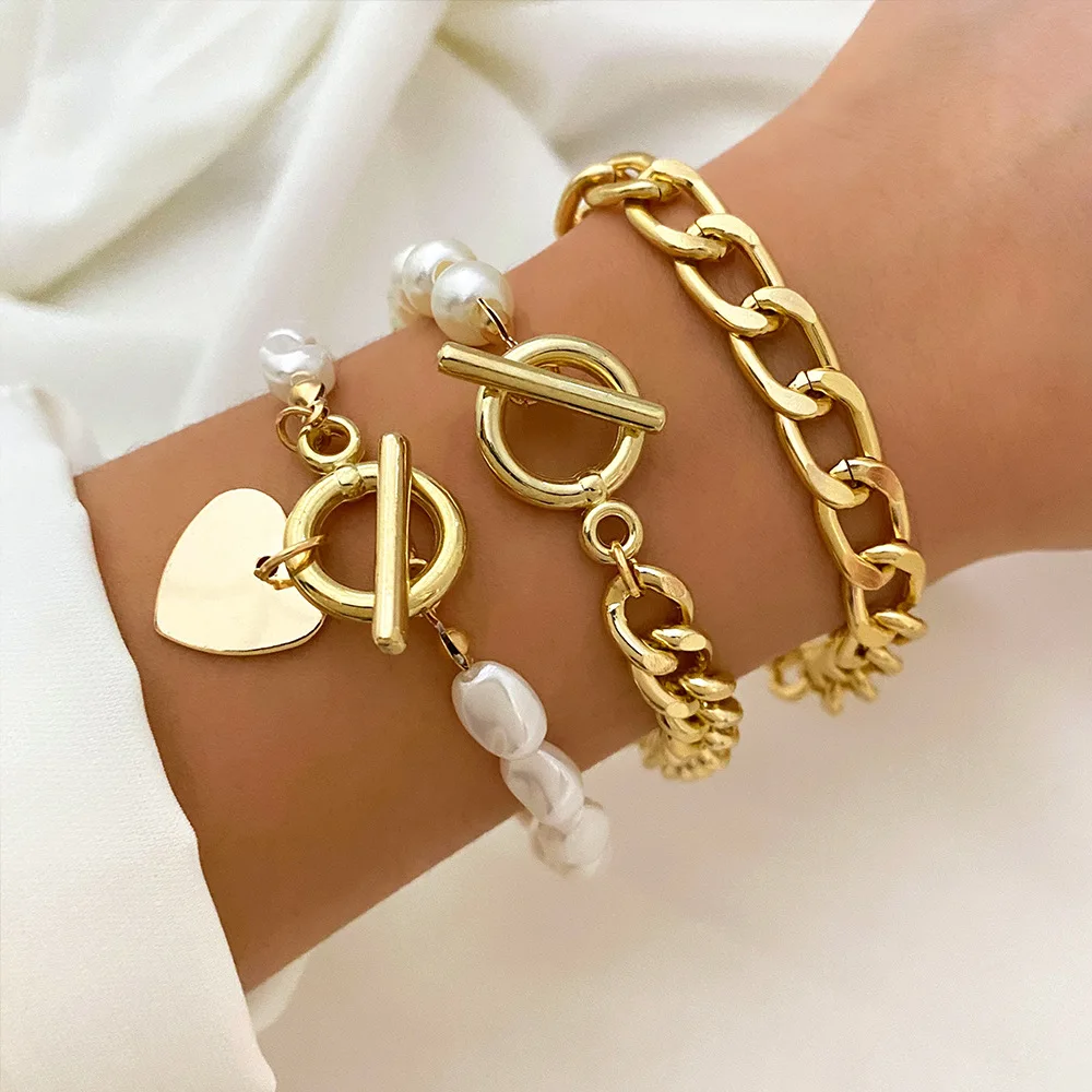 High Quality Charm Chunky Thick Chain Bracelets Set for Women Men Armband Steampunk Boho Snake Couple Bracelet Bangle Jewelry