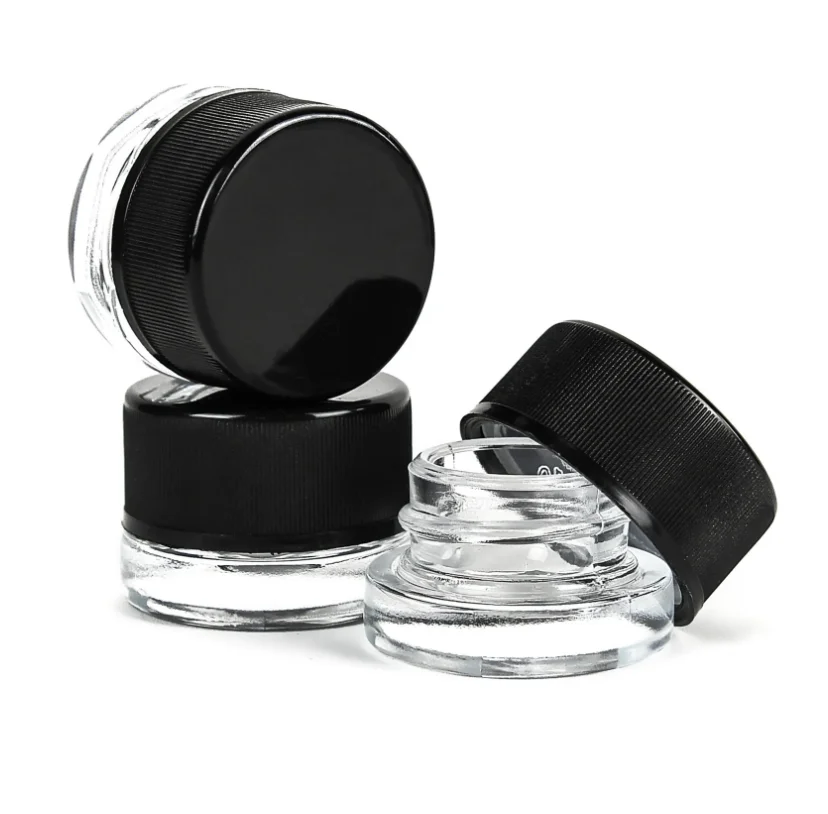 Factory Price Clear Glass Thick Wall Concentrate Jars 3g 5g 7g 9g with Child Resistant PP Closures