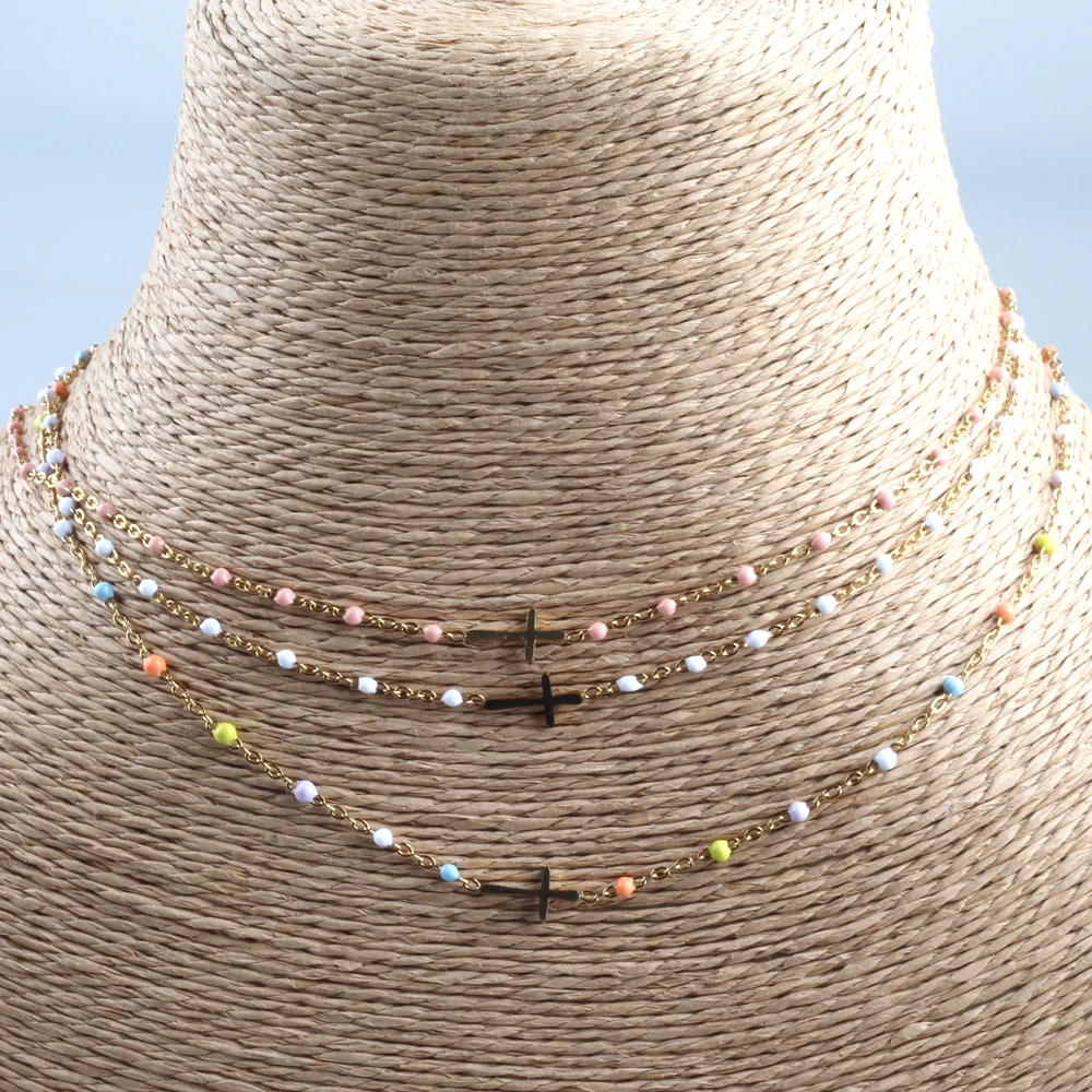 Thin Chain On The Neck Minimalist Pendant Jewelry Chocker Collar For Girl Women Neck Chain Cute Cross Choker Necklace