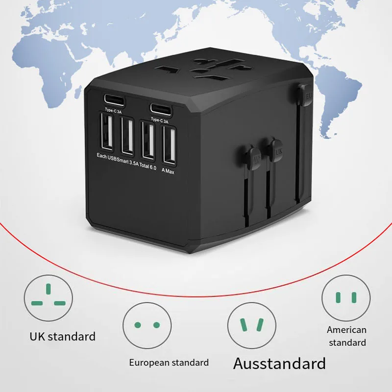 Spot supply 2023 Electrical Plug Socket Usb Travel Adapter Universal Travel Adapter Dual Usb Worldwide Charger