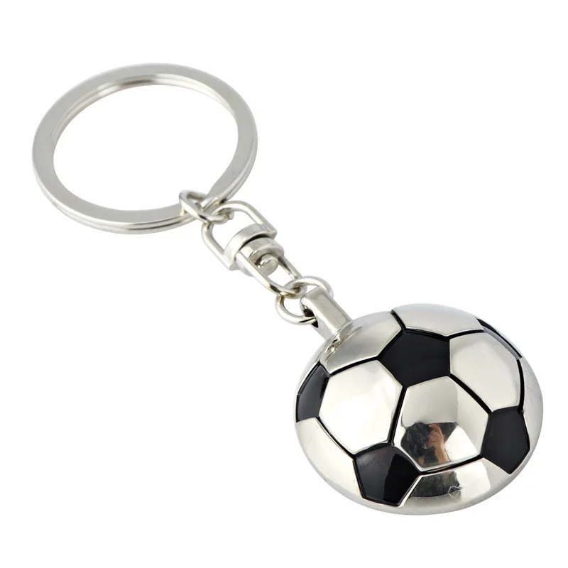 Wholesale 3D rotate Personalized Football Metal Keyrings Soccer Keychain