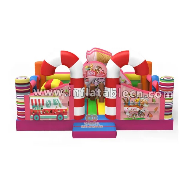 funny children party game inflatable candy funland with inflatable bounce house,jumping castle and slide