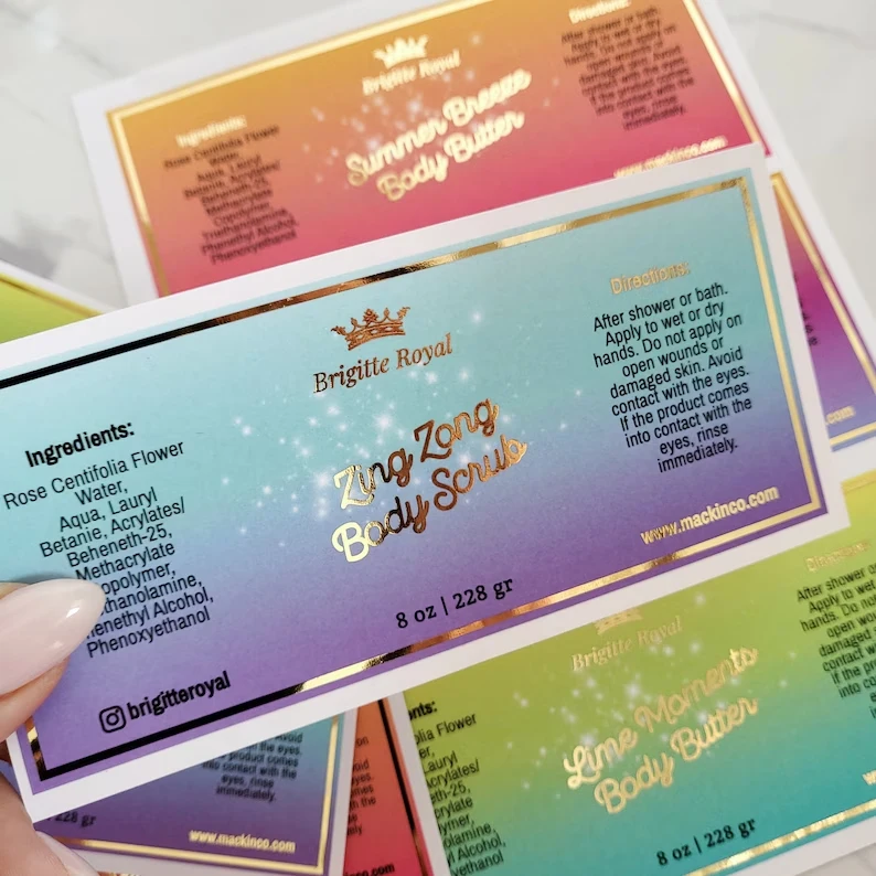 Custom Printed Adhesive Vinyl Waterproof Logo Stickers Roll Cosmetic Skin Care Face Cream Label Sticker