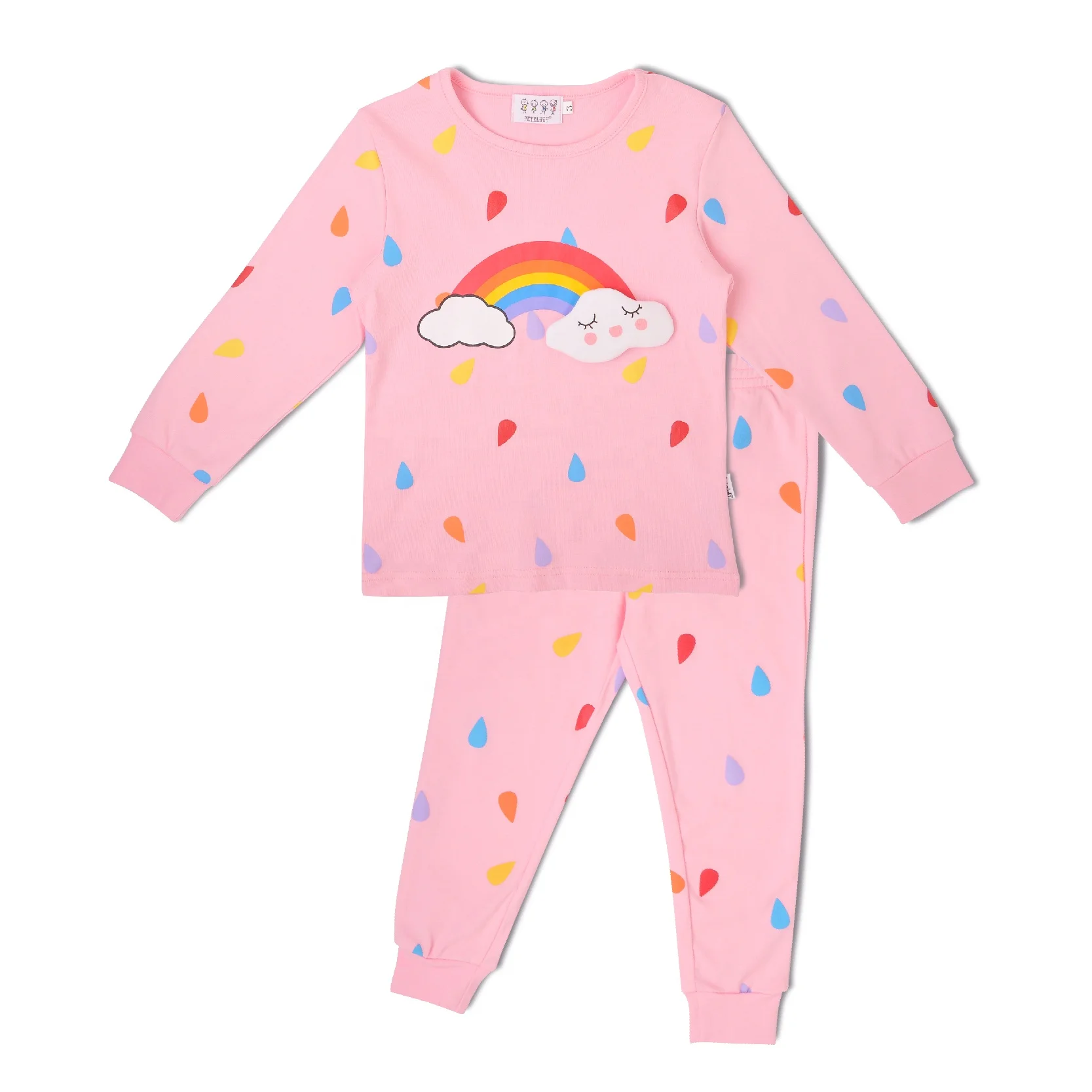 OEM Petelulu Factory Good Price All Over Printing Toddler Sleeper 2- 10 Years Kids Pajamas Soft Children Clothing