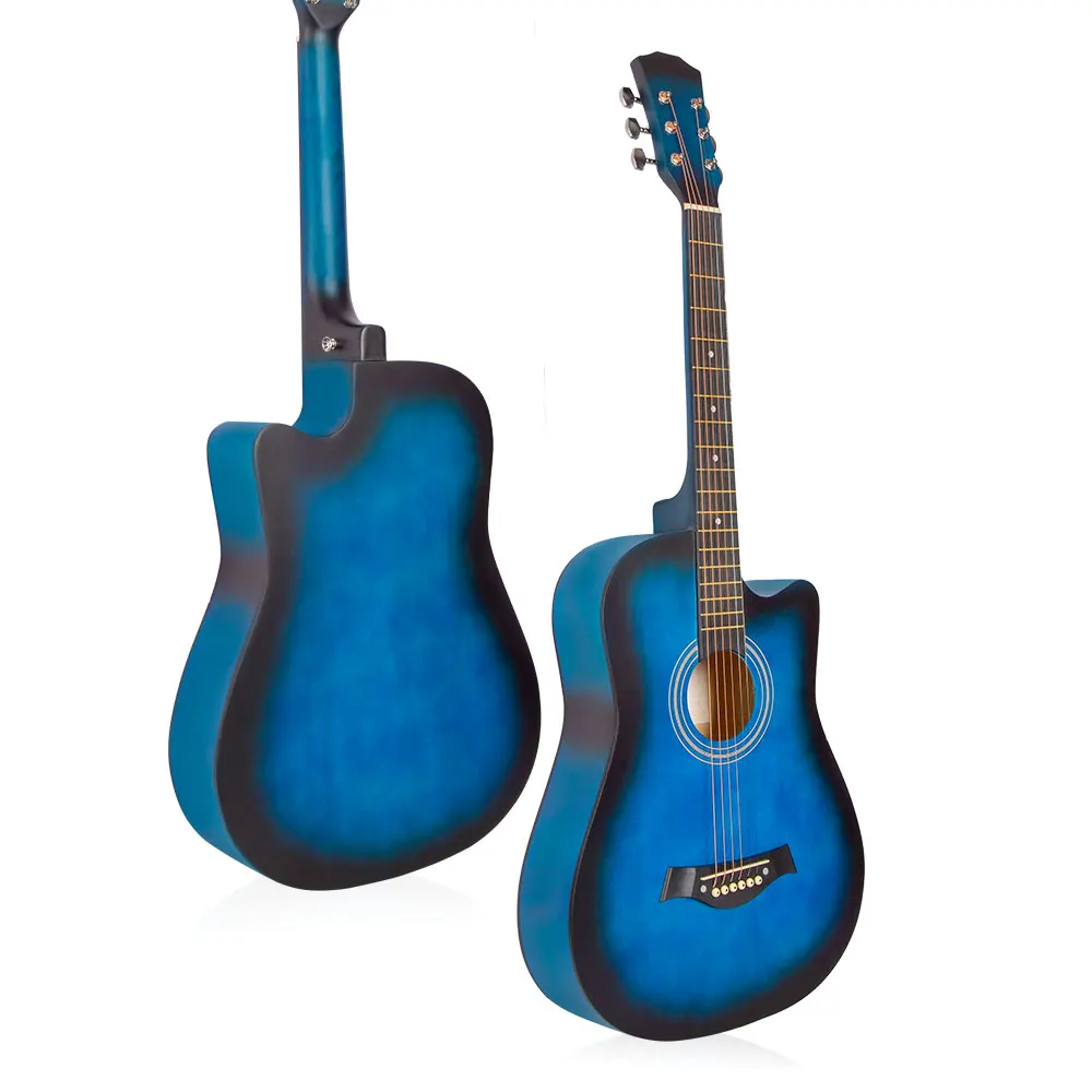 Factory wholesale customizable practice basswood multicolor 38 inch folk guitar