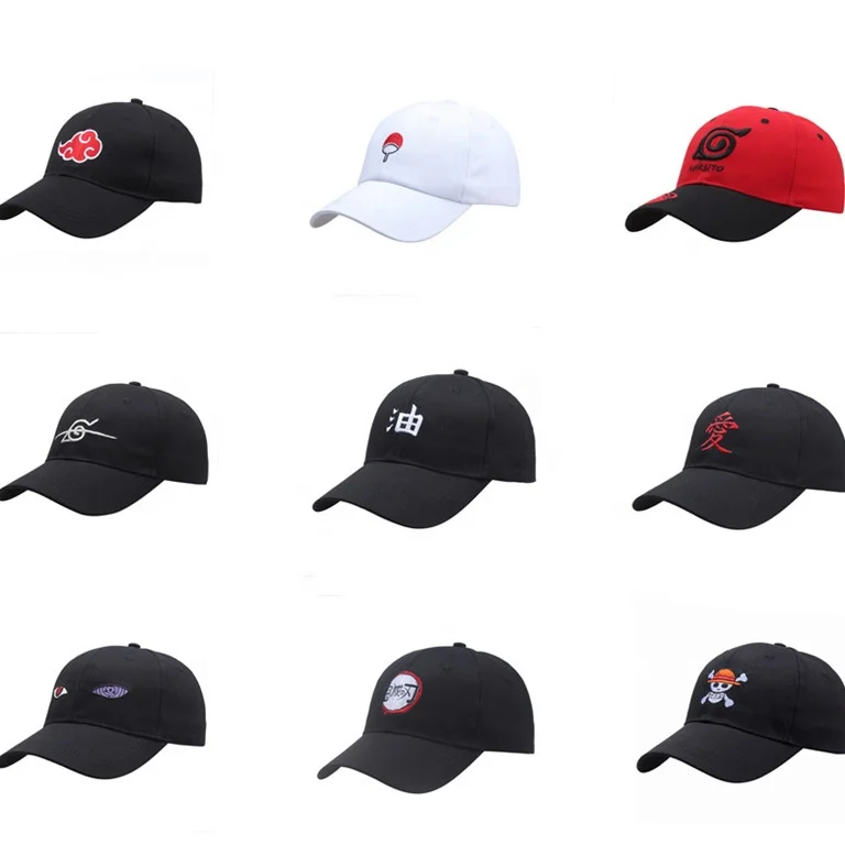 Japanese Clouds Logo Anime Mens Sports Sun Hat Adjustable Black White Snapback Hat Fashion Embroidery Cartoon Baseball Cap