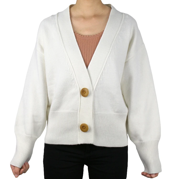 OEM/ODM custom new design hot sale cashmere coats women winter white cardigans button sweater for girls