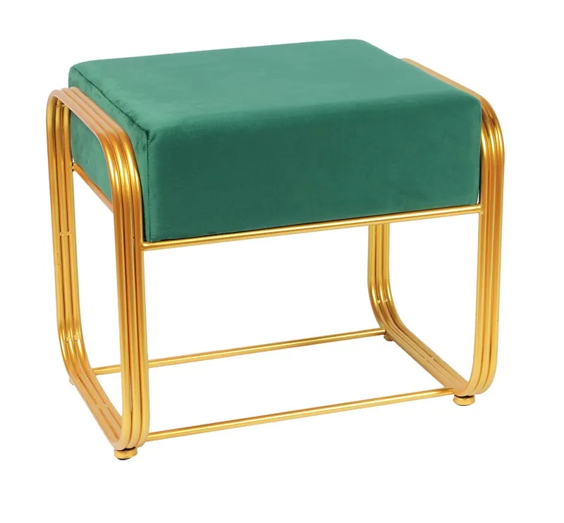 Bailey Tufted Velvet Footrest Stool Ottoman Modern Foot Stool with Metal Leg Footstool