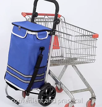 2022 handle folding grocery shopping bag trolley with big 21cm wheel