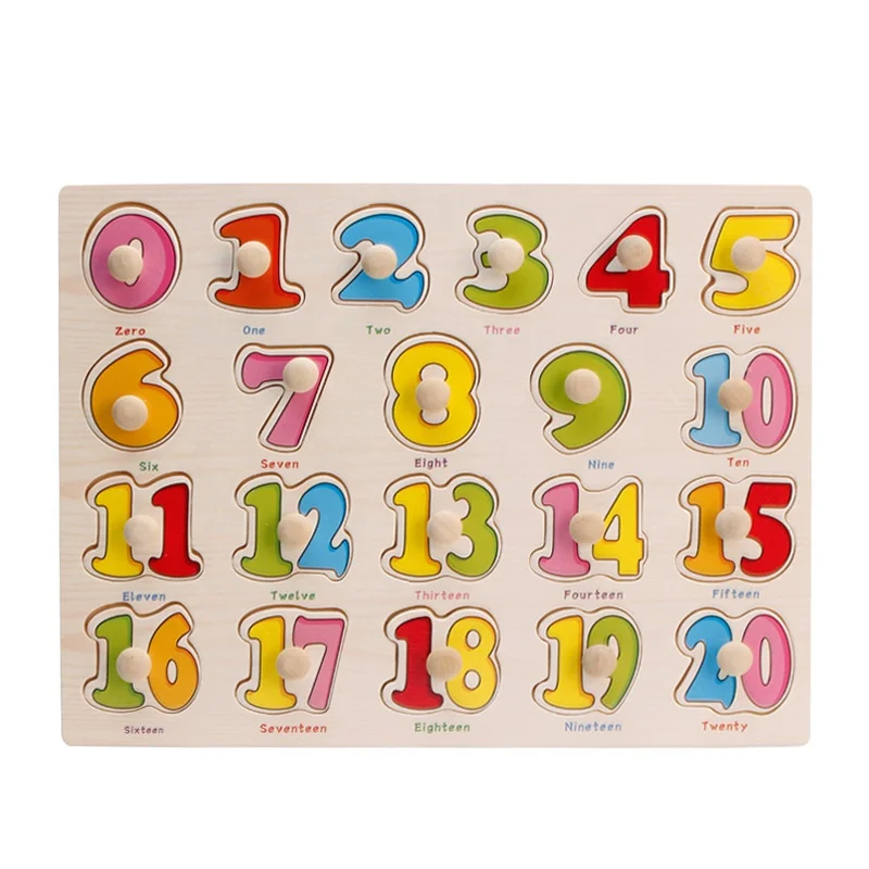 2019 New Kids Toy Early Education Children Hand Grabbing Puzzles Alphabet Wooden Peg Puzzle Animal