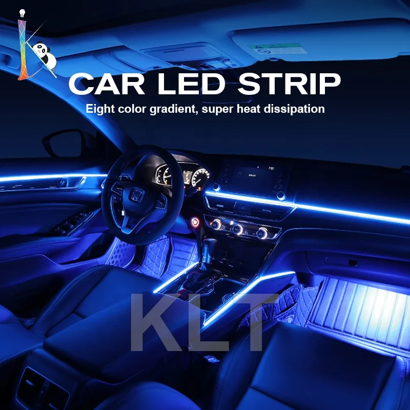 KLT 8m Car Styling Cold Light Ambience Lamp Line Car Lights Neon Car Led Rgb Neon Interior Atmosphere Light Strip