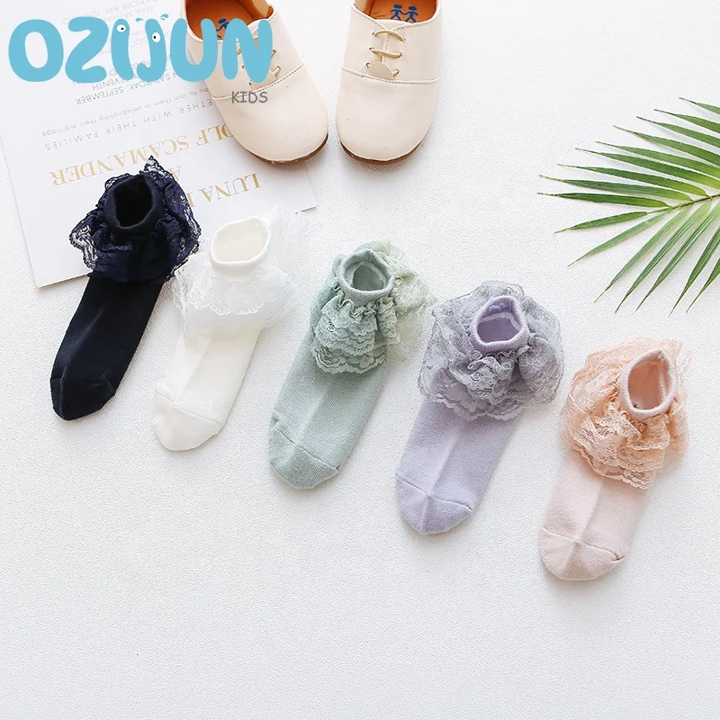 
New Arrivals Kids Girl 2-12 Years Big Lace Princess Short Socks Cotton Socks S/M/L/XL Children Lace Socks 