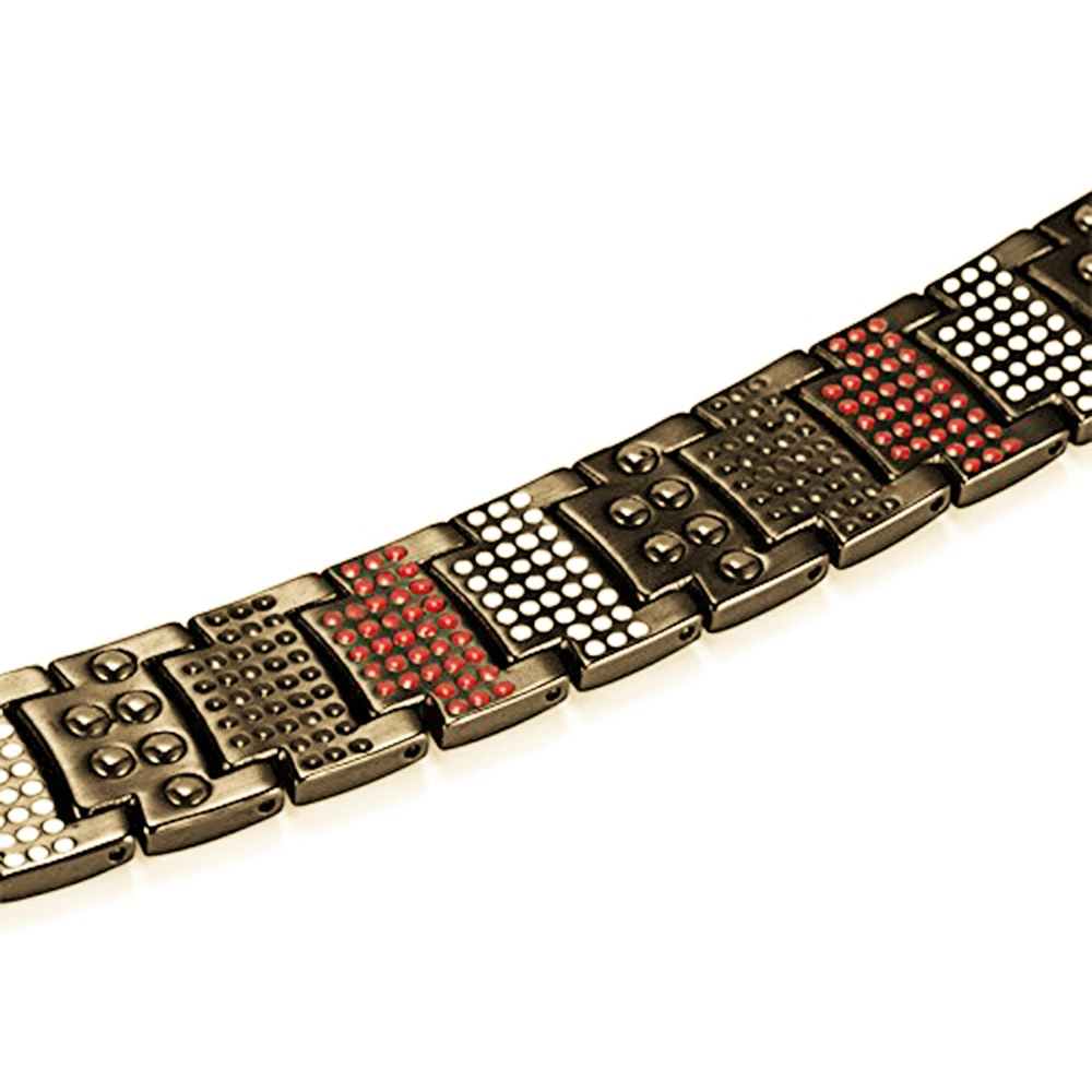 Mens Magnetic Bracelet 591 Bio Elements Germanium Stone Extra Energy Wristband for Arthritis Health Jewelry Gun Metal Grey