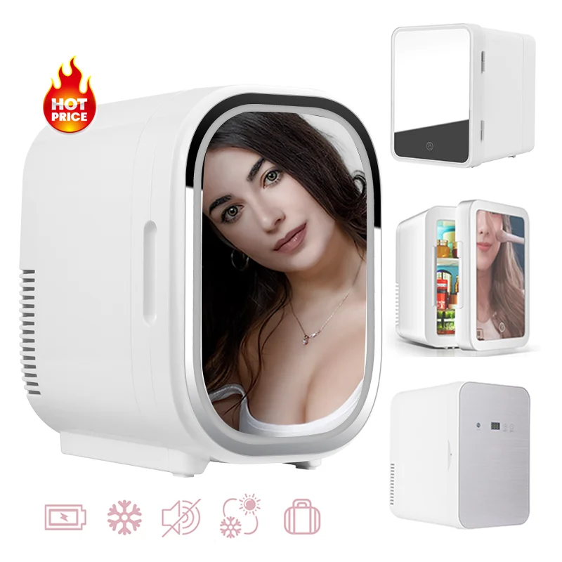 Pro Supplier 8L Skincare Makeup Refrigerator Cosmetics Skin Care Portable Mini Beauty Fridge With LED Mirror