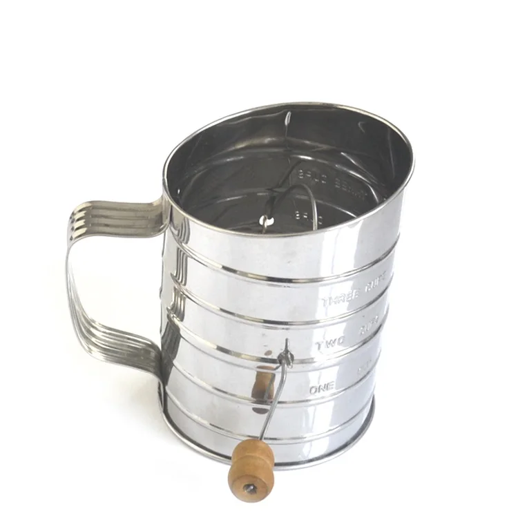 Kitchen gadgets stainless steel handheld flour sifter fine mesh size sugar flour sieve cup shape
