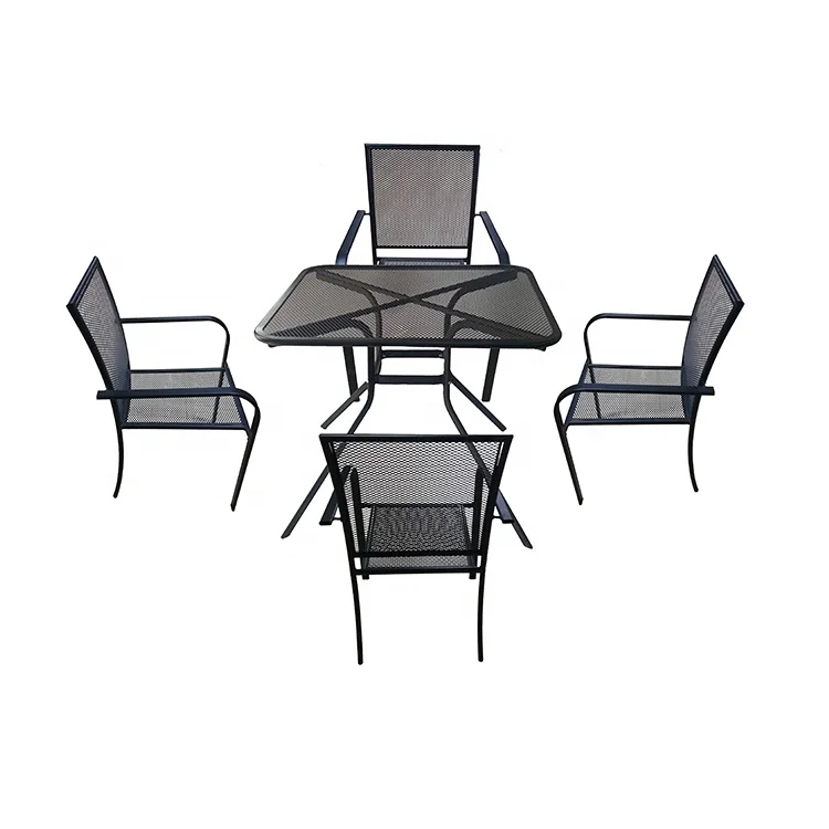 Furniture garden outdoor metal  mesh  patio 4 chairs with a table