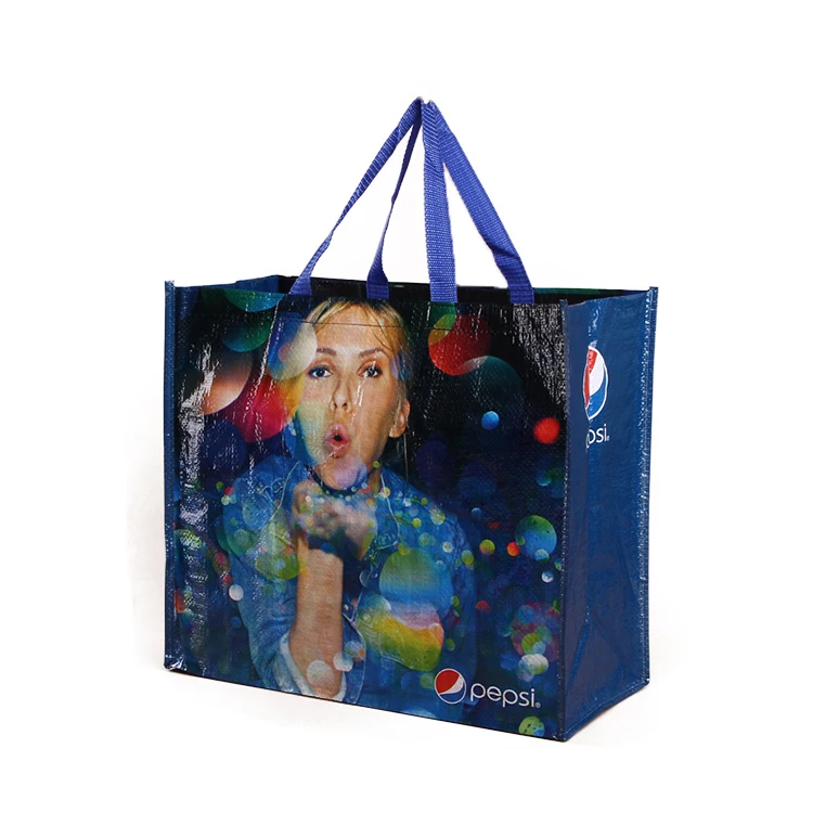 Custom Logo Lamination PP Woven Shopping Tote Bag For Grocery Supermarket