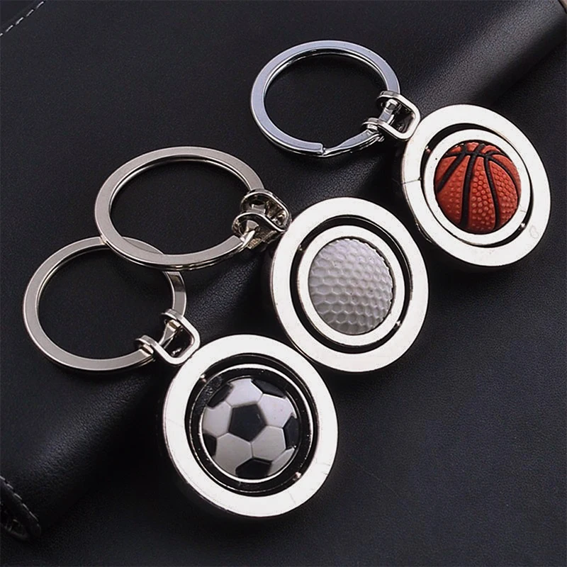 3D rotate Crafts golf keychain futbol baloncesto keyring American football basketball football key chain metal football keychain