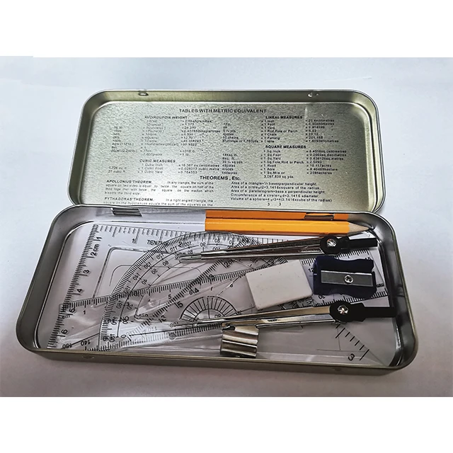 Wholesale 9pcs Stationery Set Clear Compass Math Set Oxford Instrument Mathematical Set