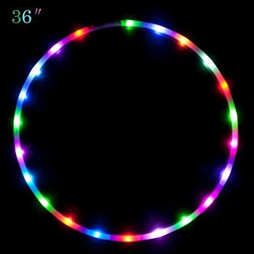 90CM Cheap Gymnastic Soft Plastic Pvc Multi-color Led Strip Hula Ring/Flashing Folding Adjustable Light Up Hoops For Kids Adults