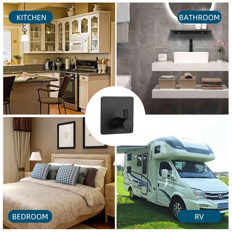 Stainless Steel Self Adhesive Wall Hooks Self-adhesive Wall Mounted Coat Towel Hook Adhesive Sticker Wall Hanger Hook