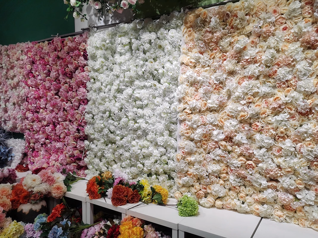 Artificial Flowers Wedding Flower Wall Roll Backdrop Wall Panel White Cloth Wall for wedding decoration