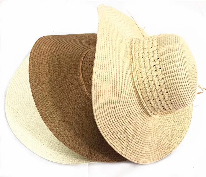 Floppy Straw Hat Large Brim Sun Hat Women Summer Beach Cap Big Foldable Fedora Hats For women Girls