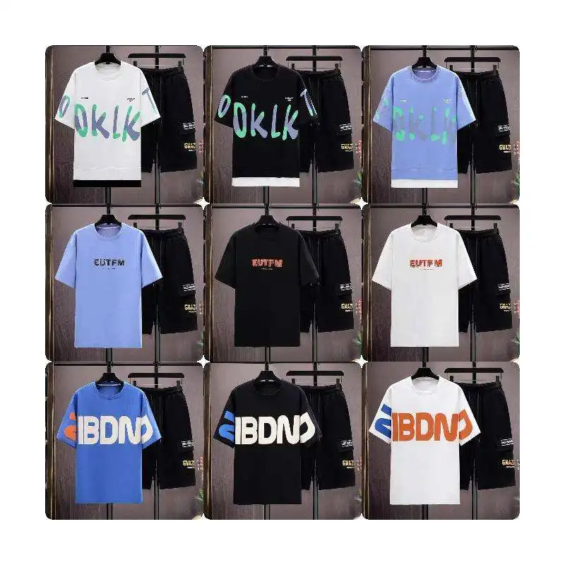 Men High Quality Shorts Set Men Summer Beach Shirt Wear Short Sleeve Shirts Shorts Set for Men Two Piece Short Set Solid Color