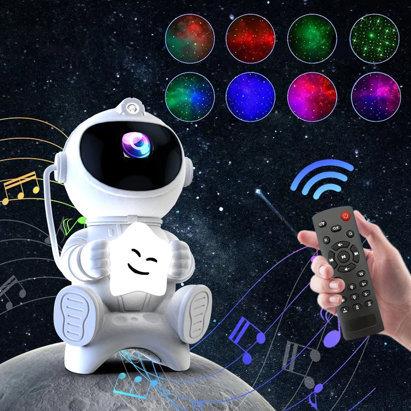 Smart Rocket Night Light Children Gift Room Decorative Usb Rechargeable Rotating Luminaria Nebula  Astronauta Galaxy Projector