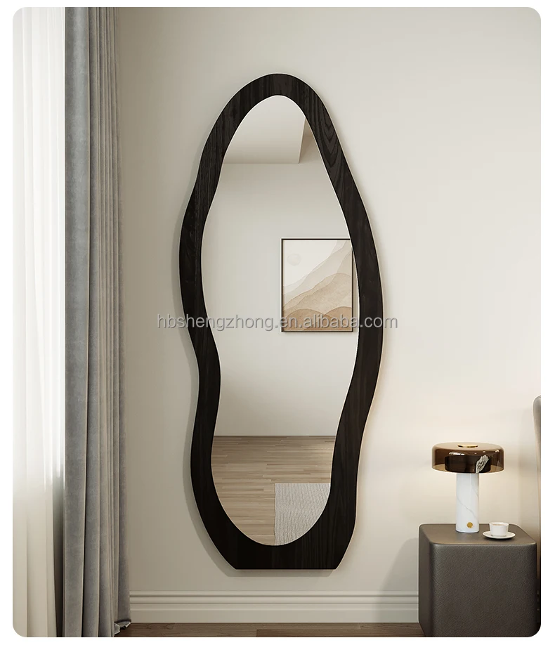 Large Size Body Floor Dressing Wall Framed Mirror Wood Frame Wall Living Room Furniture Full Length Irregular Mirrrors