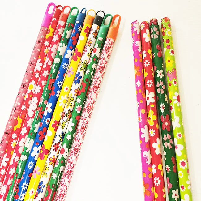 Indian Style Broom Mop with PVC Coated Wooden Stick  for Home Use  Broom Head Made PET  Straight Cut Bottom End Available Colors