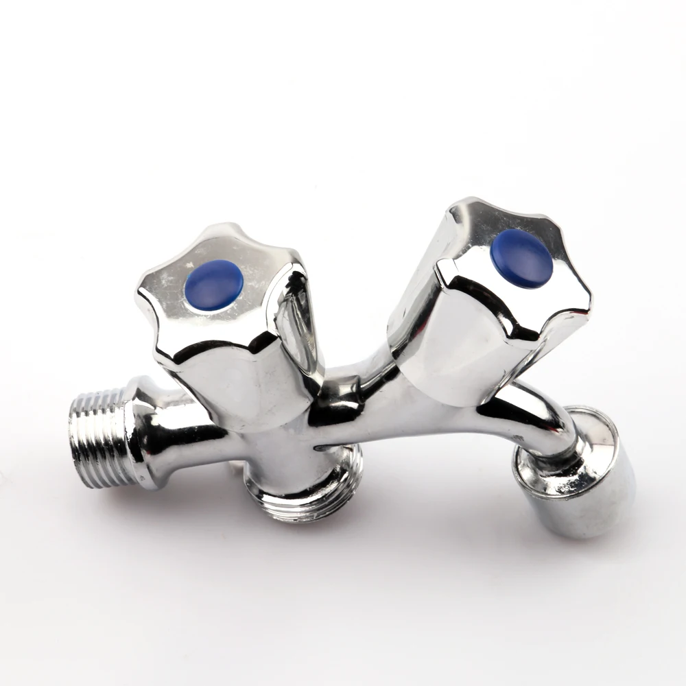Wholesale double handle two ways washing machine water tap with Chrome Plated bibcock