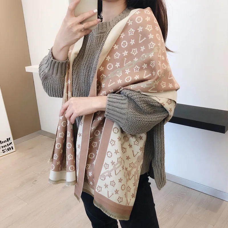 All-Match Hot-Selling Winter Long Multi-Function Shawl Cashmere Thickened Warm Scarf Women