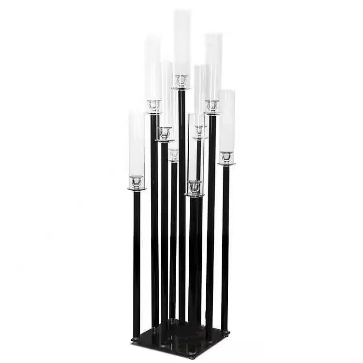 Wholesale tall 9 arms wedding table centerpiece glass candle holder crystal candelabra