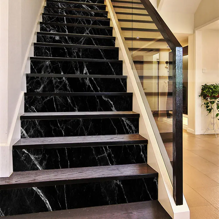 Villa Floor Design Indoor Staircase Beige Panda White Marble Tiles Stairs Step