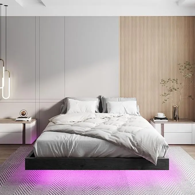 Floating Bed Frame Simple Modern Cloud Bed Bedroom Furniture Up-holstered Beds