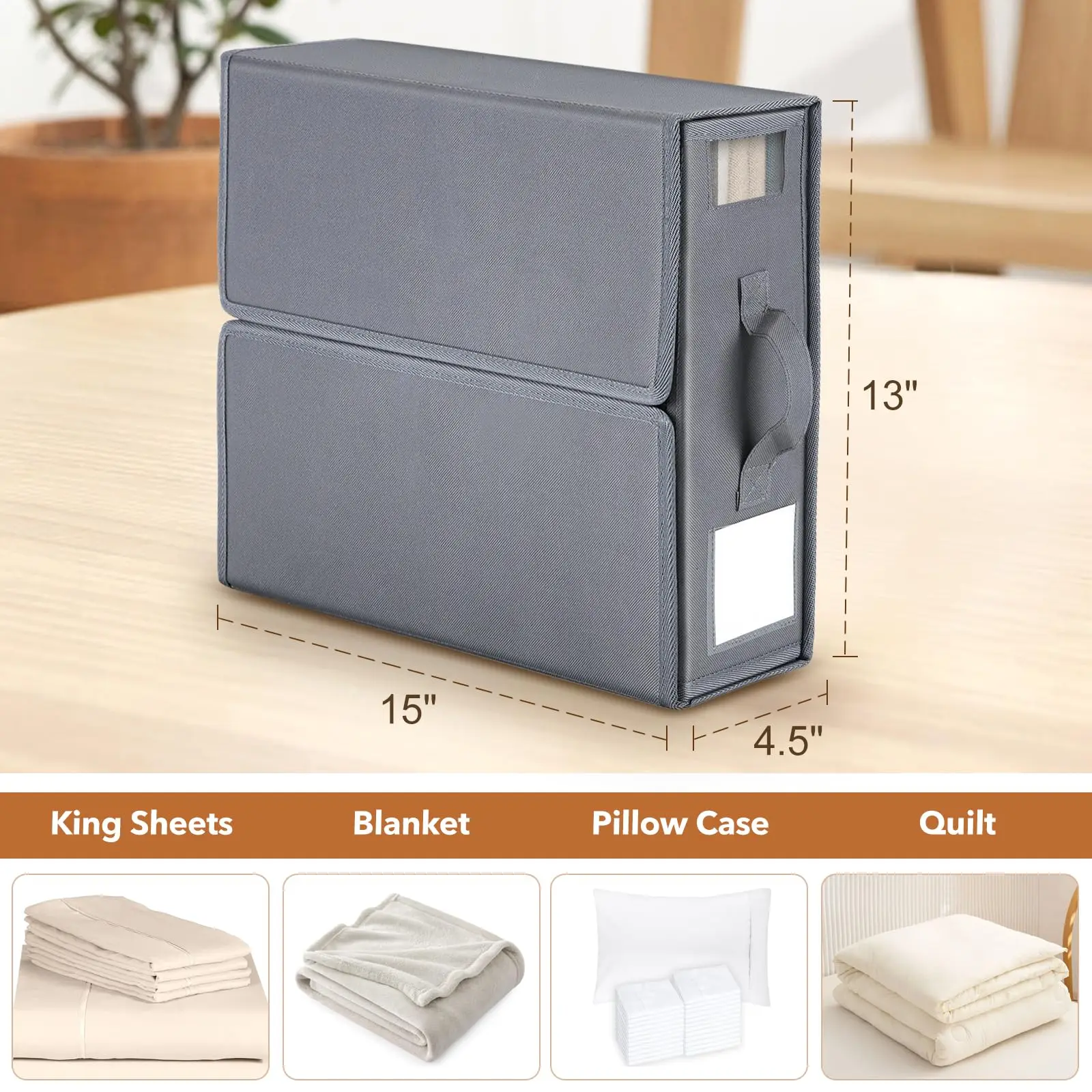 High quality bed sheet organizer foldable storage box for cover set with zipper closet organizer for bedding clothes blankets
