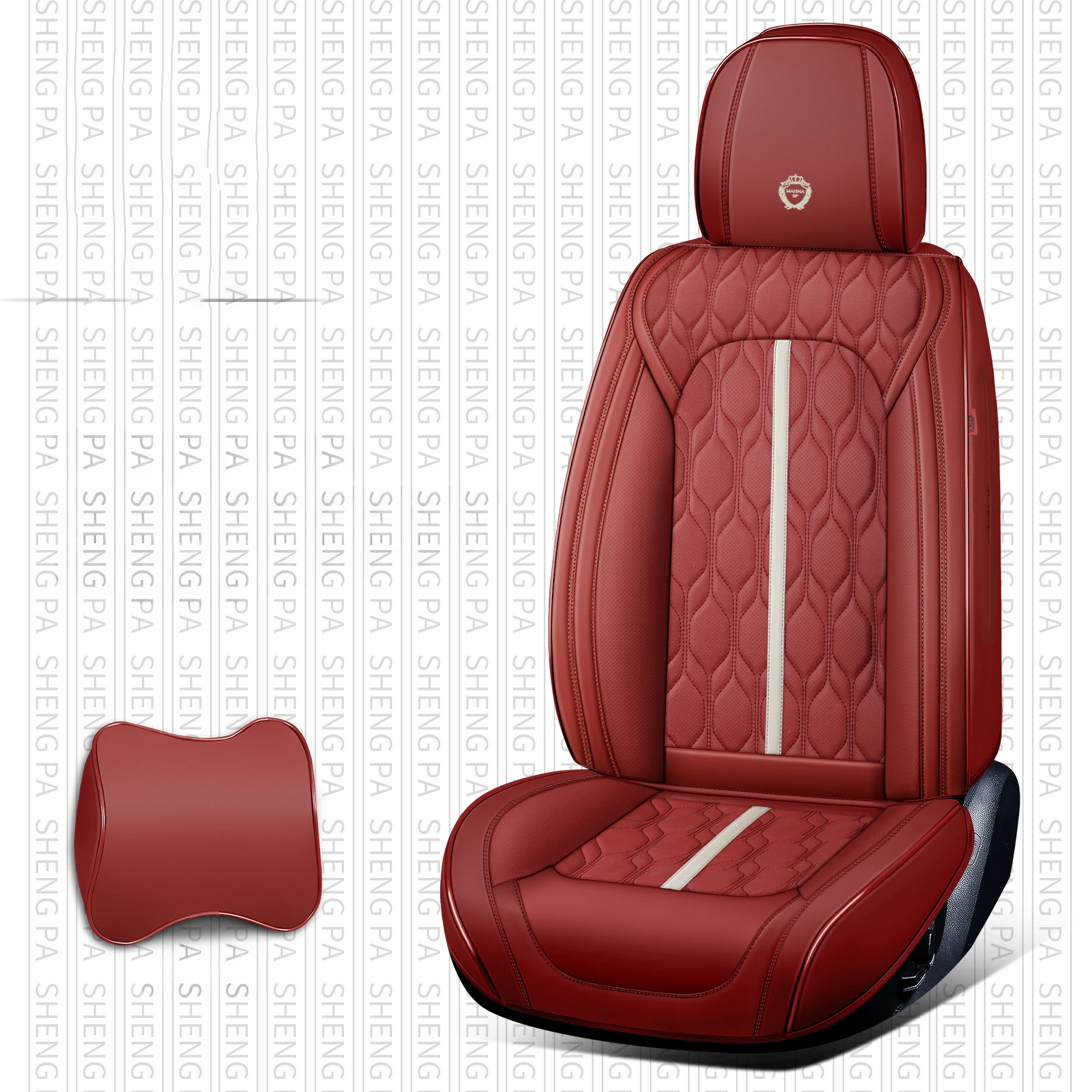 Universal Nappa PU Leather Sports-Style Car Seat Covers Full Set Protector for Most Cars SUVs Pick-up Trucks