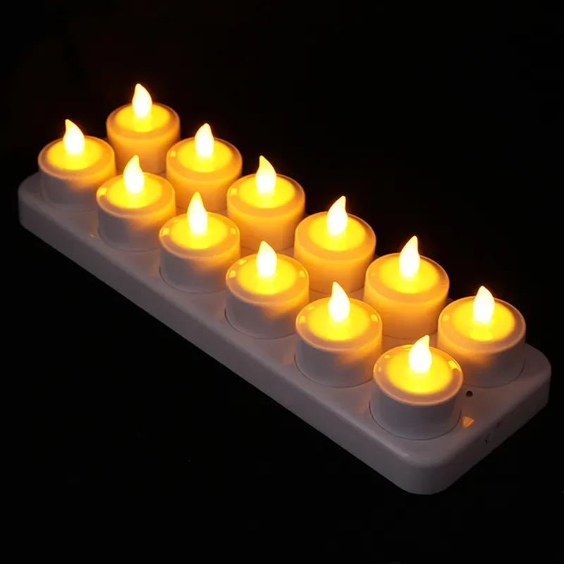 wedding New flameless Remote Control Rechargeable Led Candle Light set of 12 candles