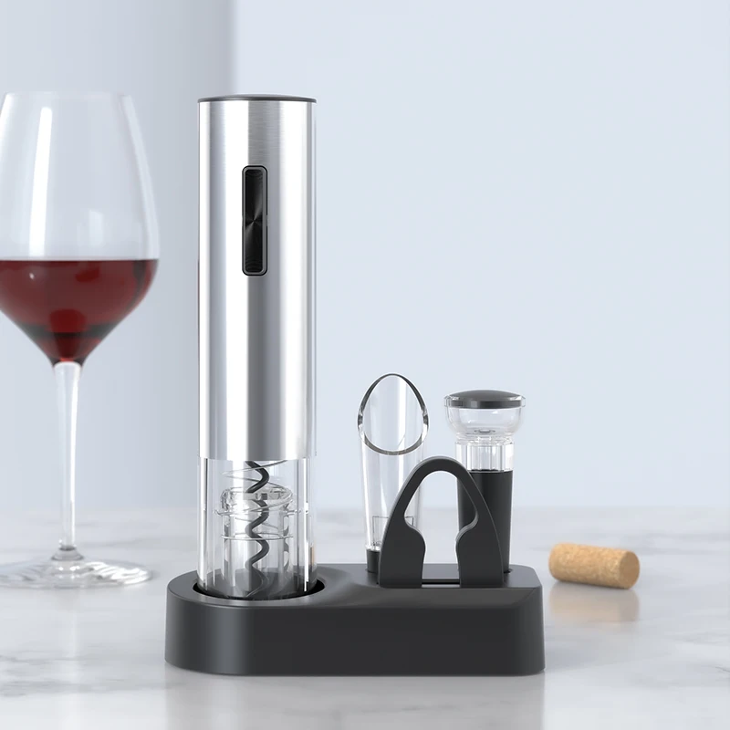 Factory Offer 4in1 USB Corkscrew Kit Rechargeable Electric Wine Opener Gift Set with Aerator,Foil Cutter,Stoppers