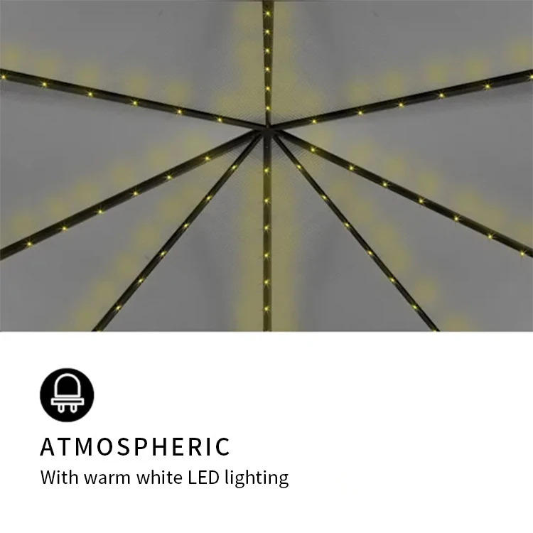 YASN Aluminum Gazebo Tent 3x3m Garden Gazebo Outdoor Party Event Pavillon With LED Lighting