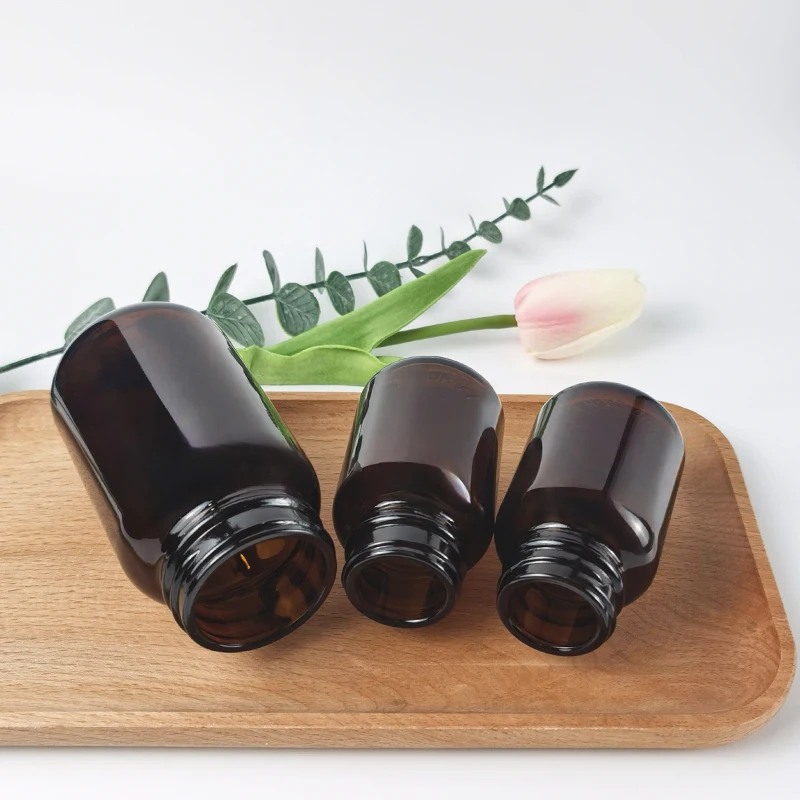 Wide mouth 120ml 250ml amber glass capsule supplement bottles counting bottling machine for tablets and capsule