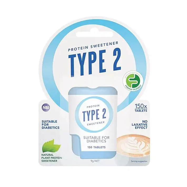 TYPE 2 - TABLETS X 150 Suitable for Diabetics Protein sweetener No sugar alcohols No laxative effect  Hot-selling product