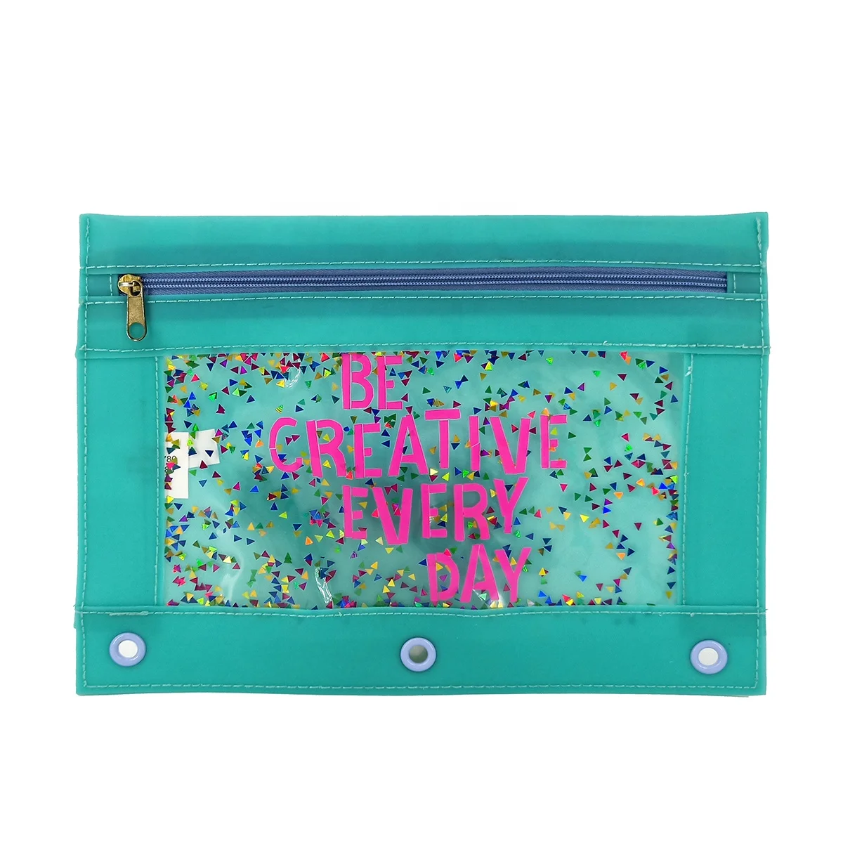 Оптовая продажа, модный цветной карандаш из ПВХ, канцелярский органайзер, сумка на молнии с прозрачным окошком для школьников