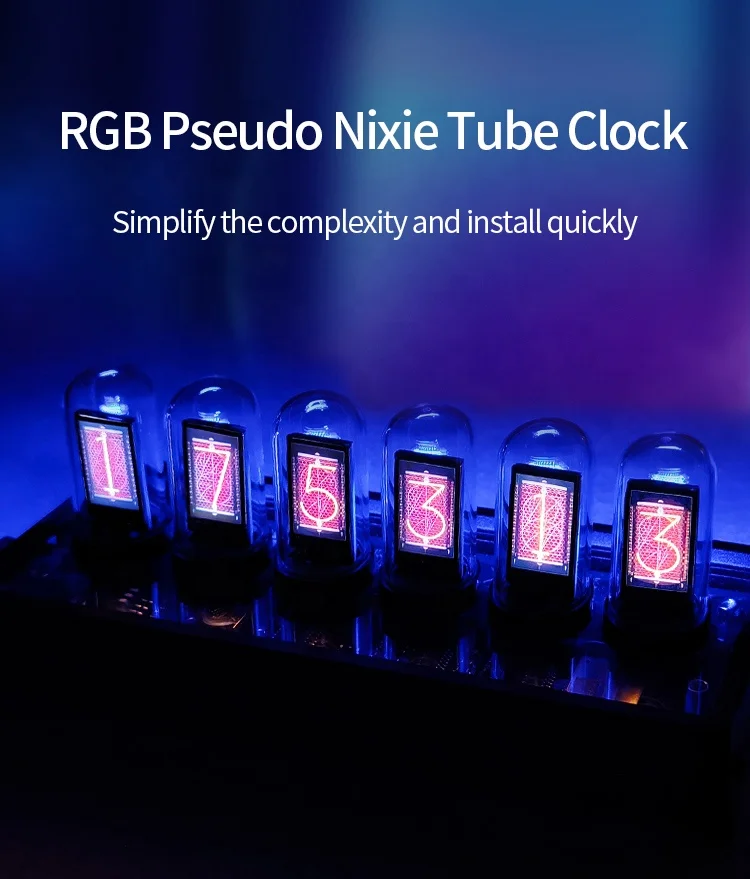Новый стиль IPS креативные часы Nixie Tube, украшение для стола, умный будильник, цифровые светодиодные часы